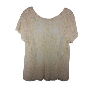 Forgotten Grace Women's Blouse flower paisley top Ivory Beige Lace size Medium